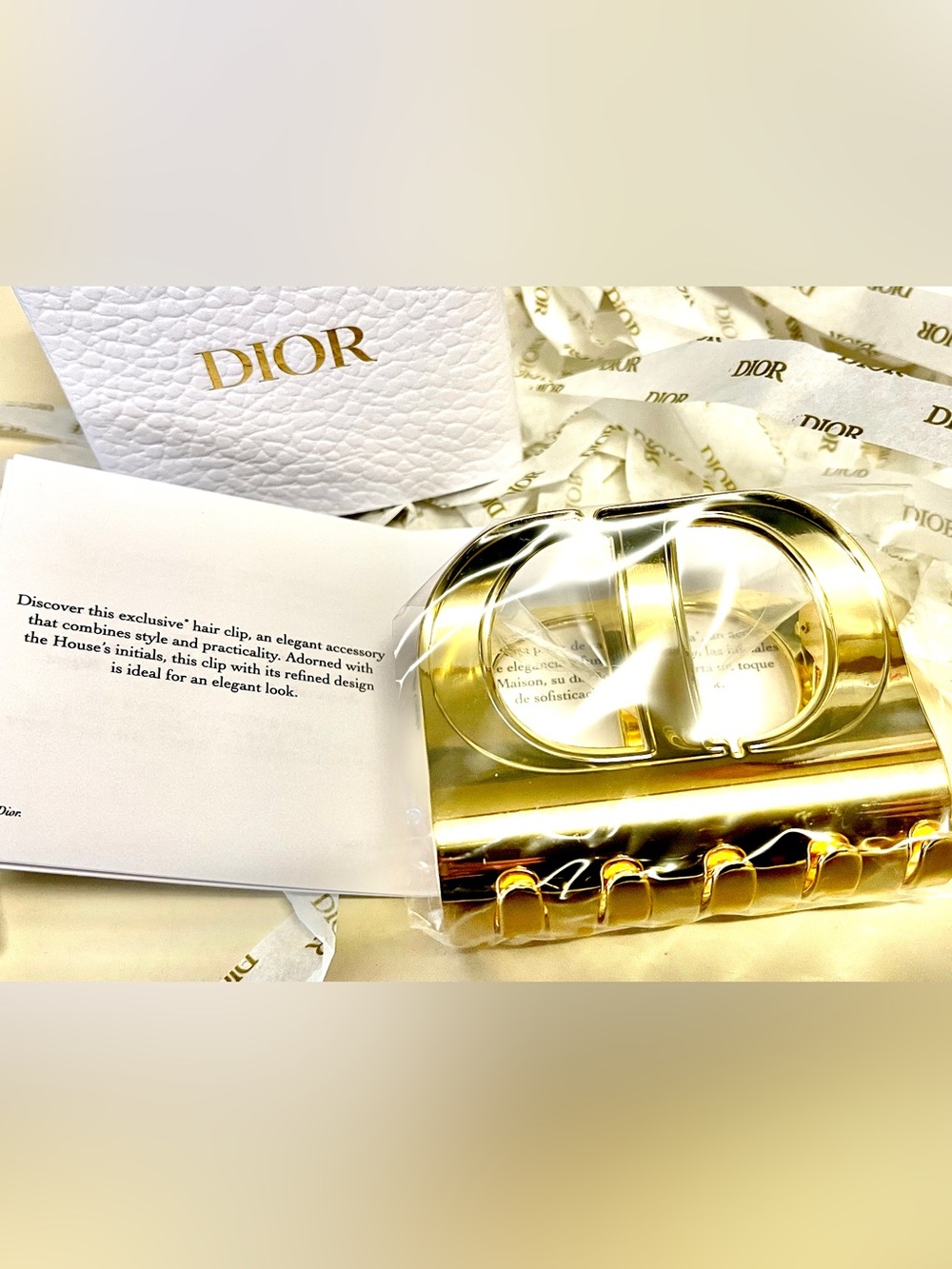 Dior NEW Hair Clip Gold Logo Sturdy Metal - Picture 3 of 8